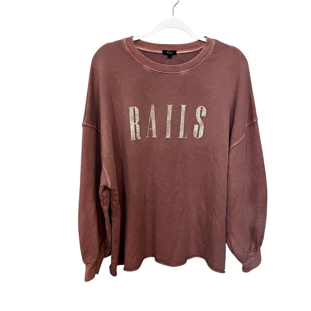 Rails Sweatshirt Large Pink Crewneck Pullover Logo Spellout Women's